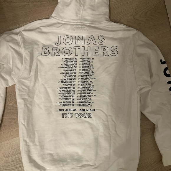 White Jonas Brothers Five Albums, One Night, The Tour Hoodie - Picture 3 of 3